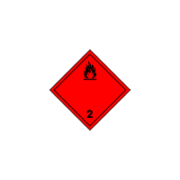 BZ02.1a - ADR č.2.1 - Nebezpečí požáru - hořlavé kapaliny (červený podklad, černý tisk)