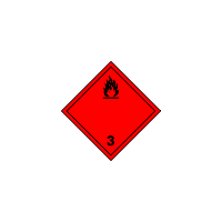 BZ03a - ADR č.3 - Nebezpečí požáru - hořlavé kapaliny (červený podklad, černý tisk)