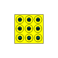 DT012a - Znak ochranné uzemnění v kruhu - arch 90ks  (žluté mezikruží prům. 20mm, zelený kruh o prům. 10mm se znakem uzemnění)